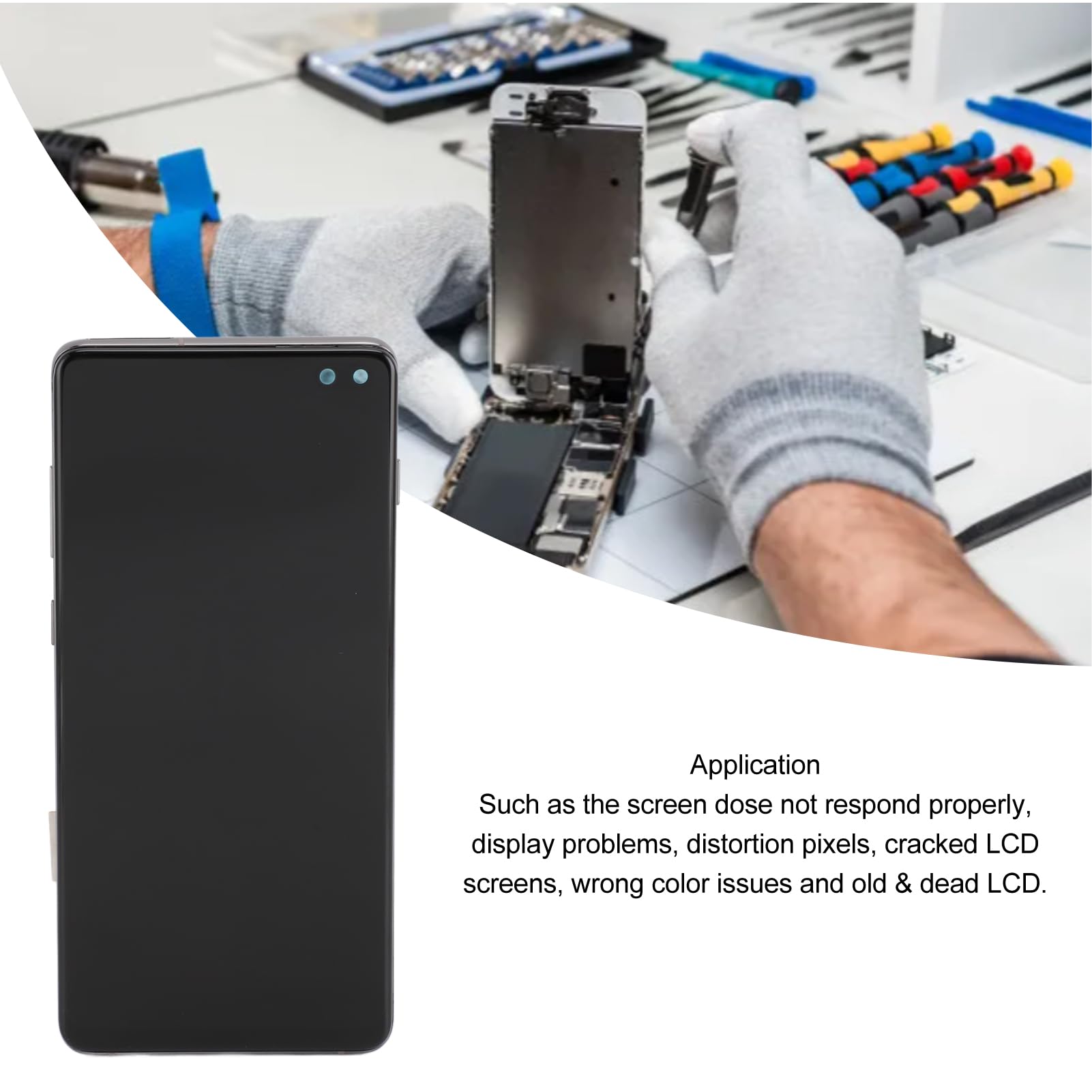 Yoidesu Galaxy S10 Plus Screen Replacement - LCD Display Digitizer Full Assembly with Frame, Easy Installation, Repair Tools Included